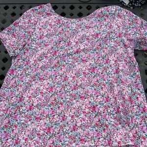 Pink Floral Short Sleeve Top - Shirt